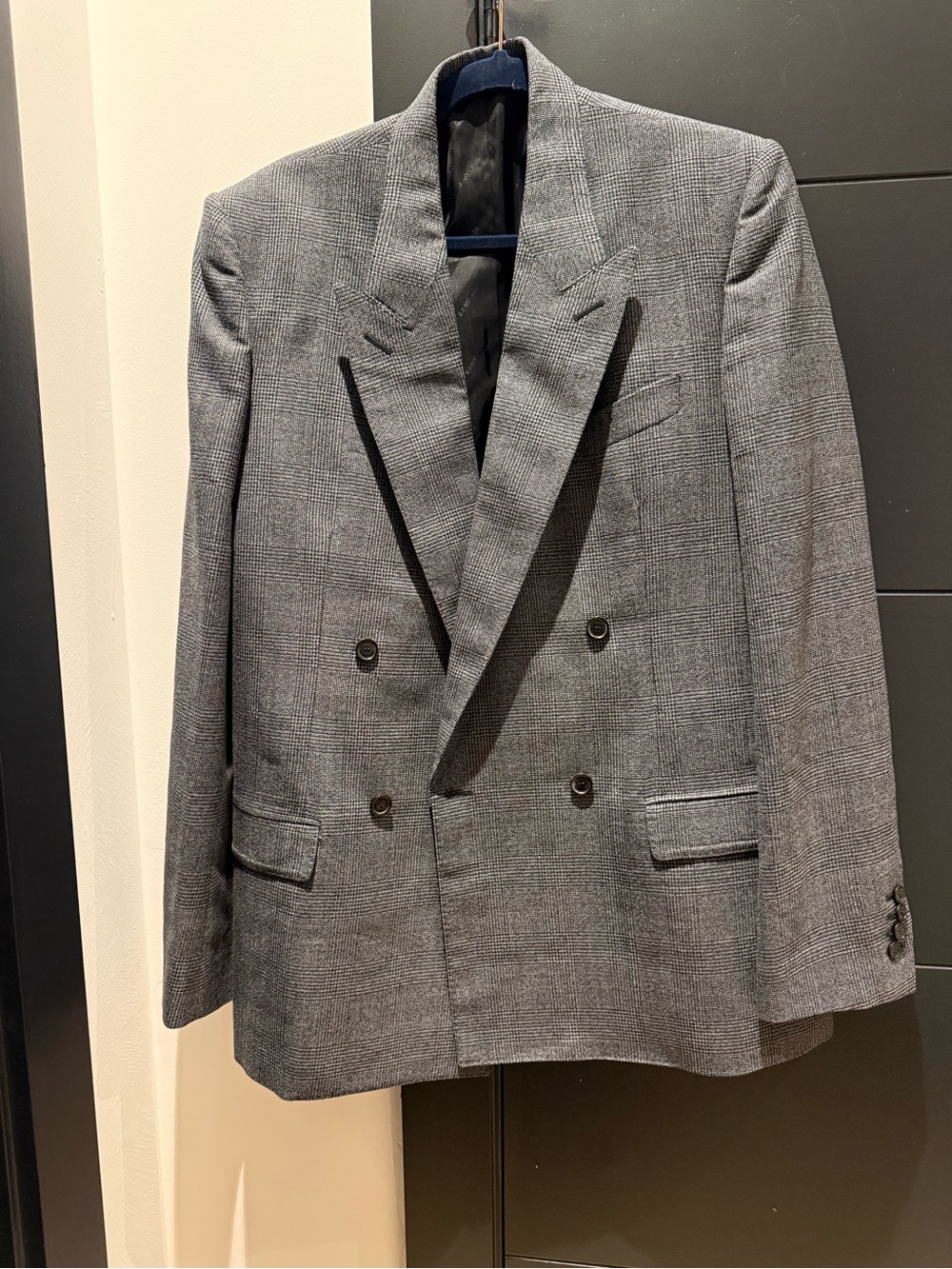 Balenciaga unisex Double-Breasted Gray Glen Plaid Blazer